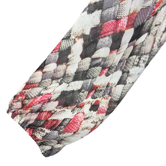 Liz Claiborne Large Top Abstract Long Balloon Sleeves Semi-Sheer Lightweight - Picture 3 of 9